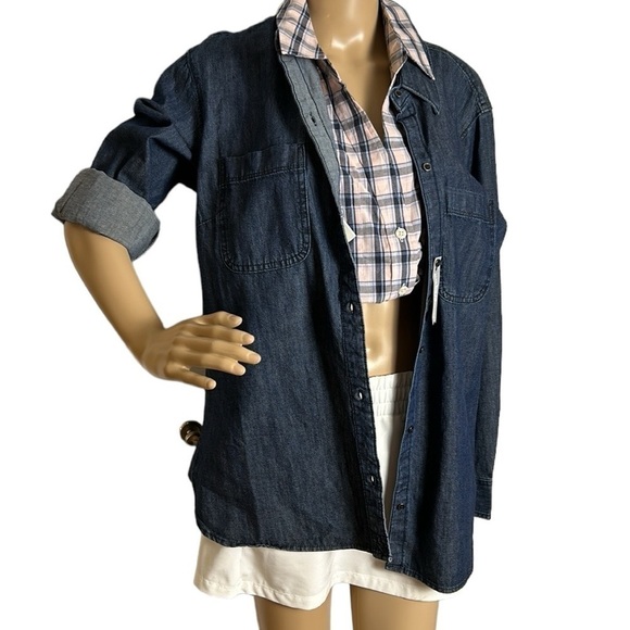 Jean shirt, Blue denim shirt LEE Riders, NWT!western,cotton XL,festival,outdoor - Picture 3 of 15